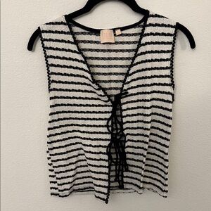 Elegant Black and White Striped Women's Blouse